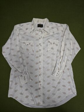 Vintage Golden West White Floral Button-Up Shirt